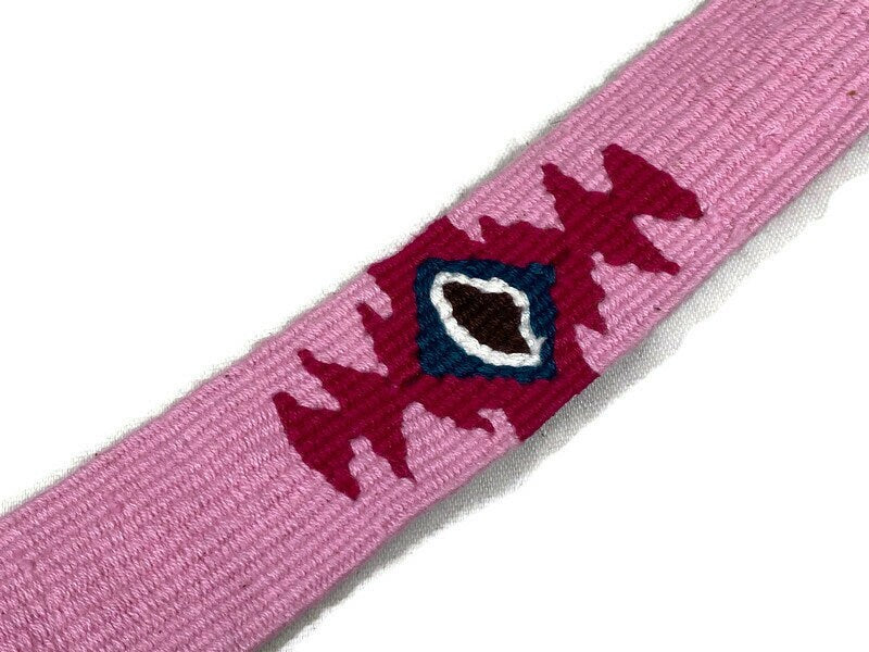 Hand Woven 1.25 Inch Wide Guatemalan Belt, Strap, Sash, Trim Sold by the YARD. Cotton Mayan Toto Belt Light Pink Starburst Assorted Colors