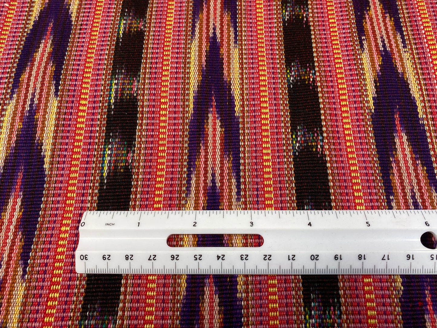 Guatemalan Handwoven Heavy Woven Bright Pink, Purple, Yellow Ikat