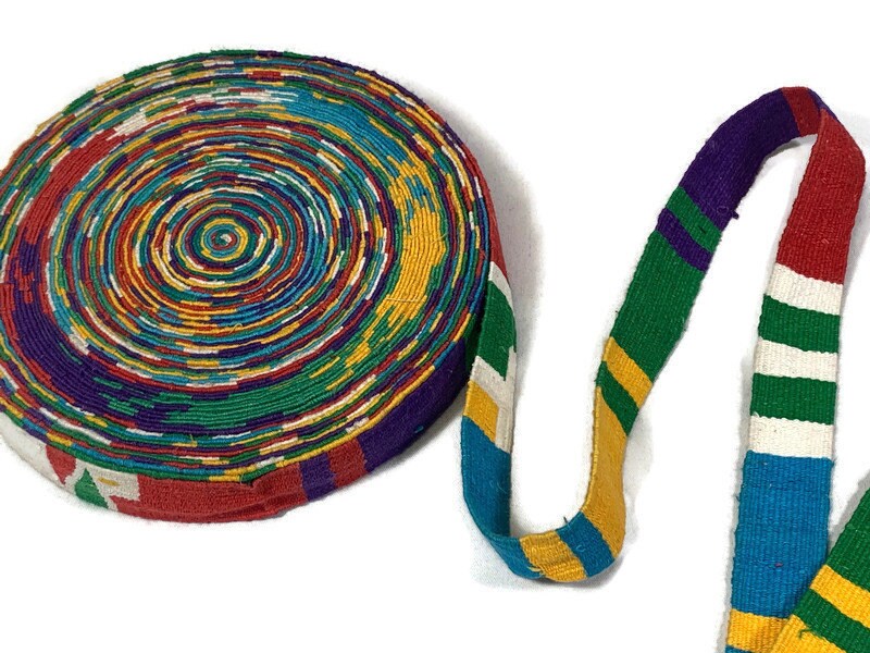 HandWoven 1.25 Inch Wide Guatemalan Belt, Purse Strap, Sash Sold by the YARD. Cotton Mayan Toto Belt Textile in Rugby Stripes Assorted Color