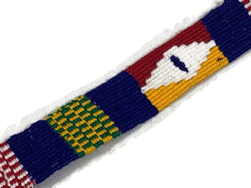 Hand Woven 1 inch Wide Guatemalan Belt, Purse Strap, Sash Sold by the YARD. Cotton Mayan Toto Belt Textile Purple/Red/Gold Extra Fancy Weave