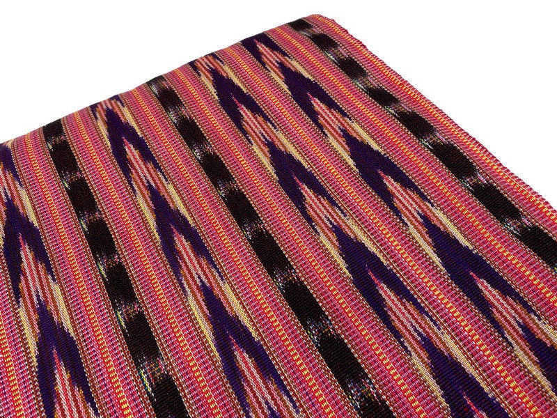 Guatemalan Handwoven Heavy Woven Bright Pink, Purple, Yellow Ikat