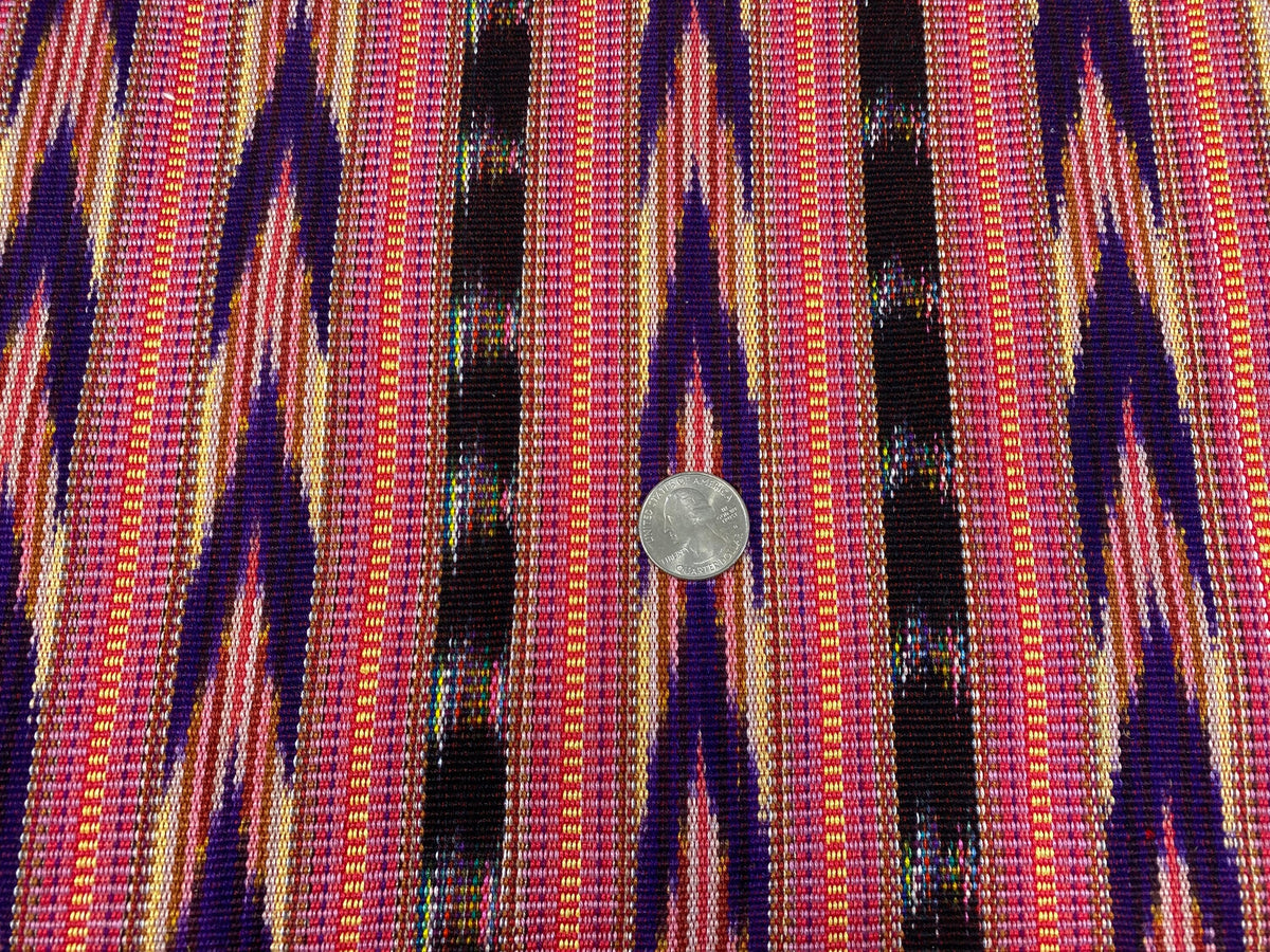 Guatemalan Handwoven Heavy Woven Bright Pink, Purple, Yellow Ikat
