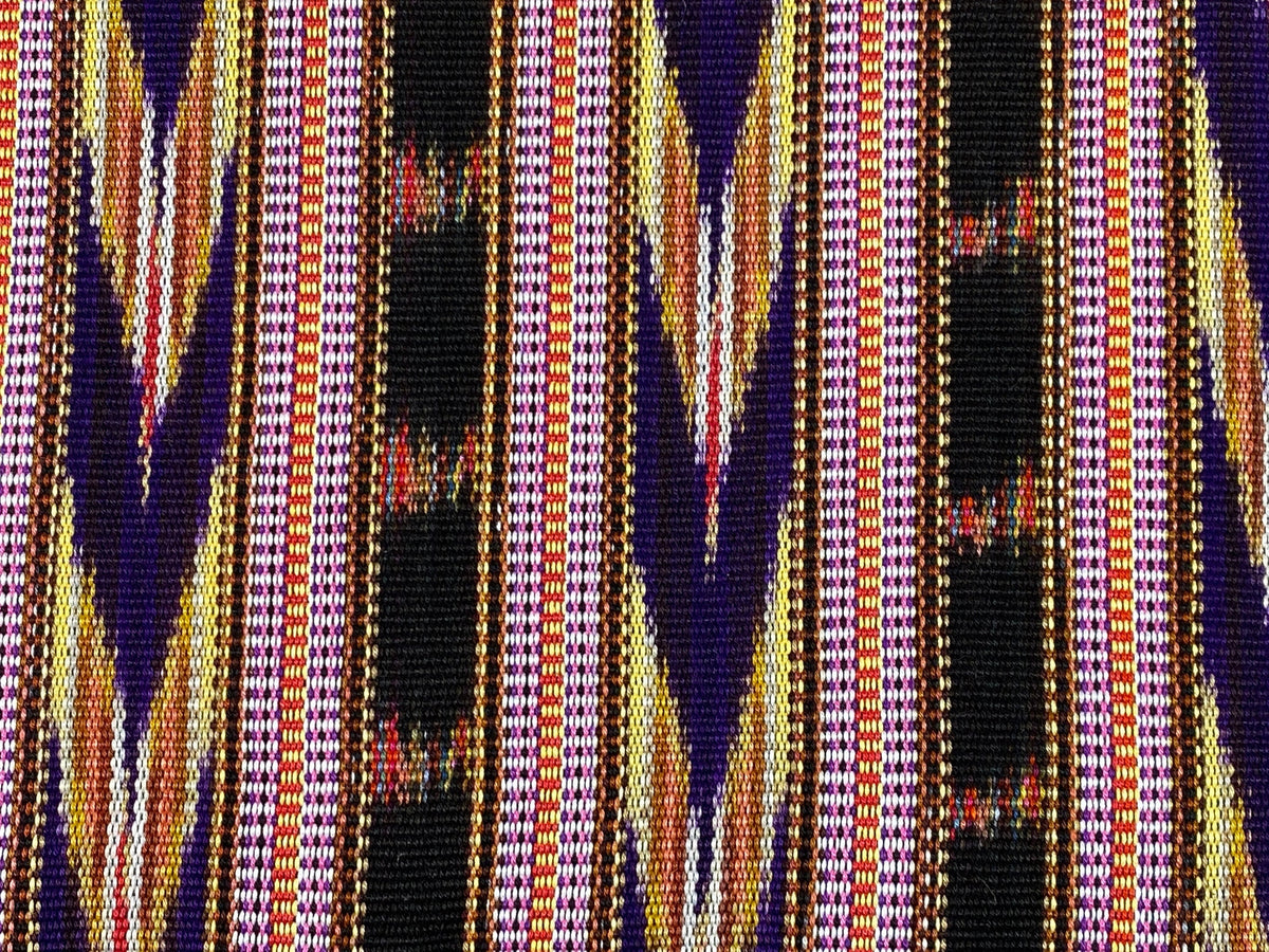 Guatemalan Handwoven Heavyweight Dark Purple, Yellow, Black Ikat