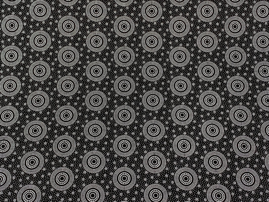 South African Shweshwe Fabric by the YARD. DaGama 3 Cats Black & White Discs and Dots. 100% Cotton Fabric for Quilting, Apparel, Home Decor