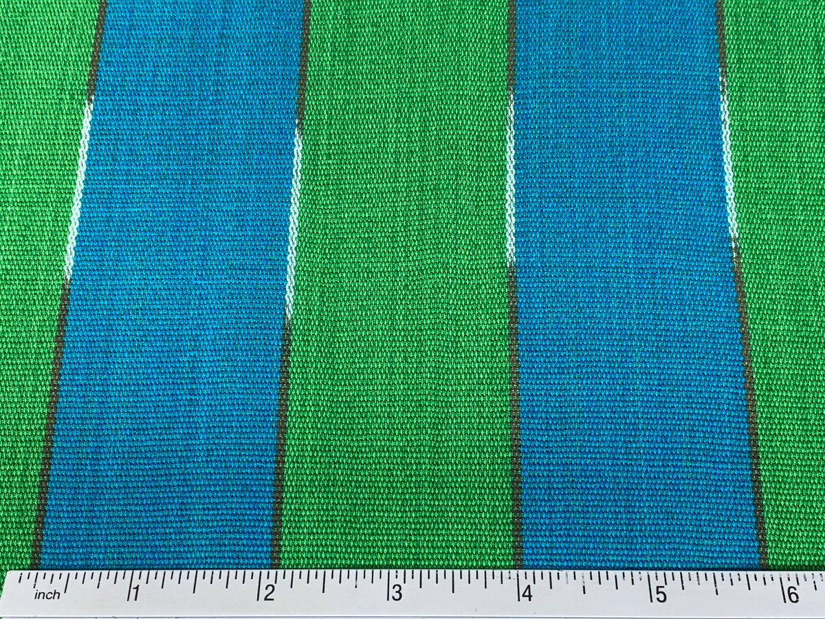 Guatemalan Fabric by the YARD. Handwoven Fair Trade Mayan Fabric. Ethnic Woven Fabric for Home Decor. Lime Green & Turquoise Wide Stripes