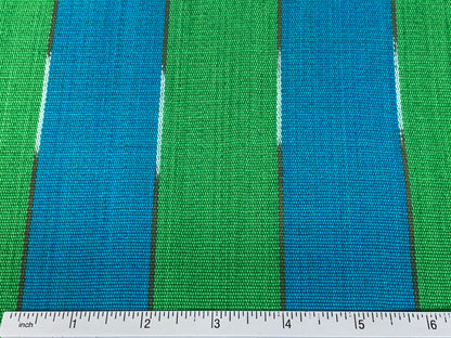 Guatemalan Fabric by the YARD. Handwoven Fair Trade Mayan Fabric. Ethnic Woven Fabric for Home Decor. Lime Green & Turquoise Wide Stripes
