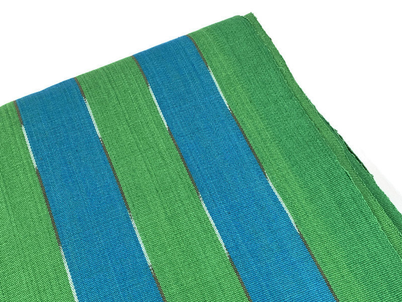 Guatemalan Fabric by the YARD. Handwoven Fair Trade Mayan Fabric. Ethnic Woven Fabric for Home Decor. Lime Green & Turquoise Wide Stripes
