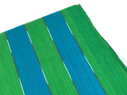 Guatemalan Fabric by the YARD. Handwoven Fair Trade Mayan Fabric. Ethnic Woven Fabric for Home Decor. Lime Green & Turquoise Wide Stripes