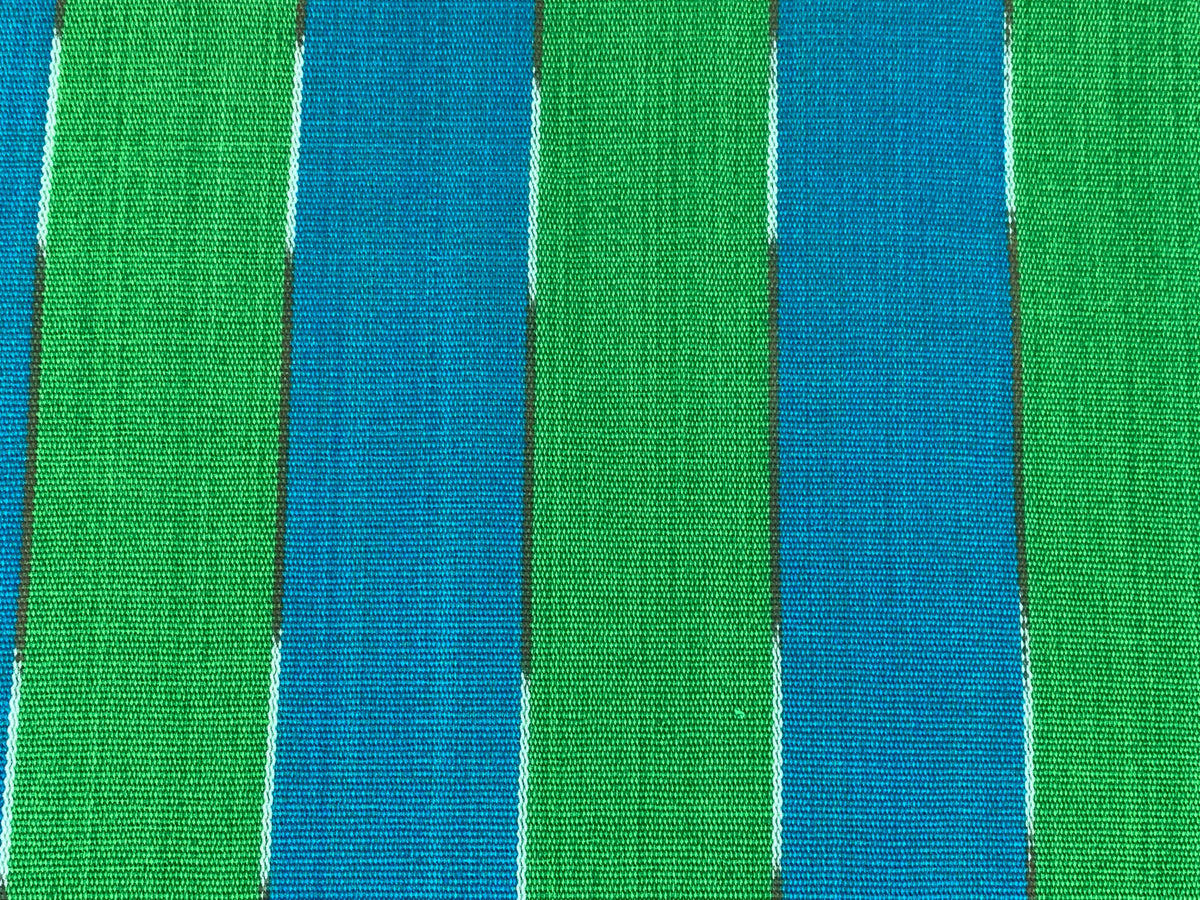 Guatemalan Fabric by the YARD. Handwoven Fair Trade Mayan Fabric. Ethnic Woven Fabric for Home Decor. Lime Green & Turquoise Wide Stripes