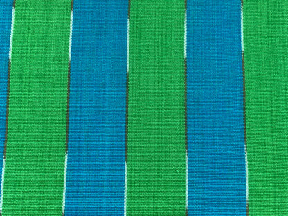 Guatemalan Fabric by the YARD. Handwoven Fair Trade Mayan Fabric. Ethnic Woven Fabric for Home Decor. Lime Green & Turquoise Wide Stripes