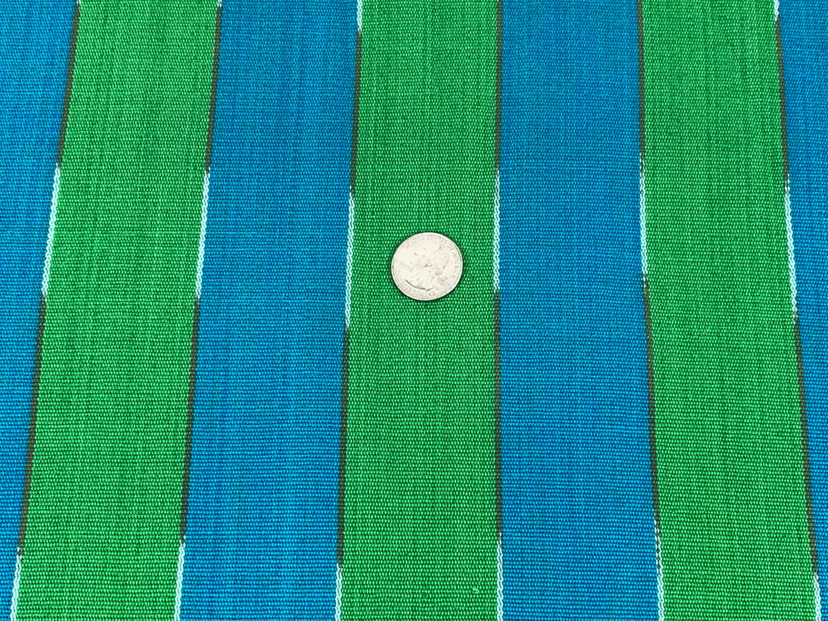 Guatemalan Fabric by the YARD. Handwoven Fair Trade Mayan Fabric. Ethnic Woven Fabric for Home Decor. Lime Green & Turquoise Wide Stripes