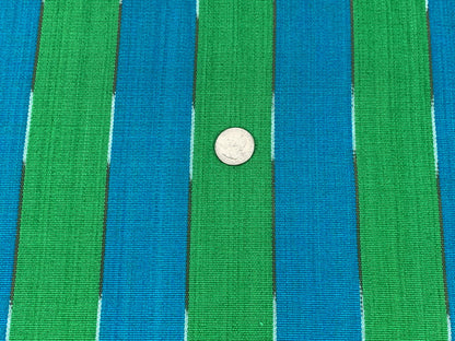 Guatemalan Fabric by the YARD. Handwoven Fair Trade Mayan Fabric. Ethnic Woven Fabric for Home Decor. Lime Green & Turquoise Wide Stripes