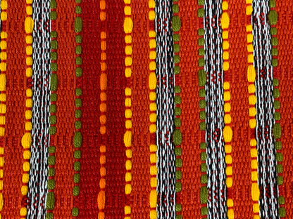 Guatemalan Fabric by the Yard. Handwoven Fair Trade Mayan Fabric for Home Décor, Apparel, Design . Red Textured Boucle Striped Ikat Fabric