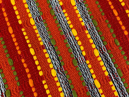 Guatemalan Fabric by the Yard. Handwoven Fair Trade Mayan Fabric for Home Décor, Apparel, Design . Red Textured Boucle Striped Ikat Fabric