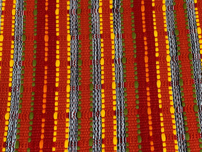 Guatemalan Fabric by the Yard. Handwoven Fair Trade Mayan Fabric for Home Décor, Apparel, Design . Red Textured Boucle Striped Ikat Fabric