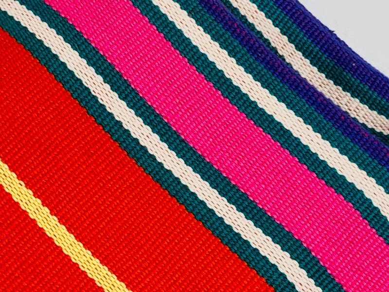 Guatemalan Fabric by the YARD. Woven Fair Trade Mayan Fabric. Heavy Weight Designer Cotton Fabric for Home Decor. Multicolor Bright Stripes