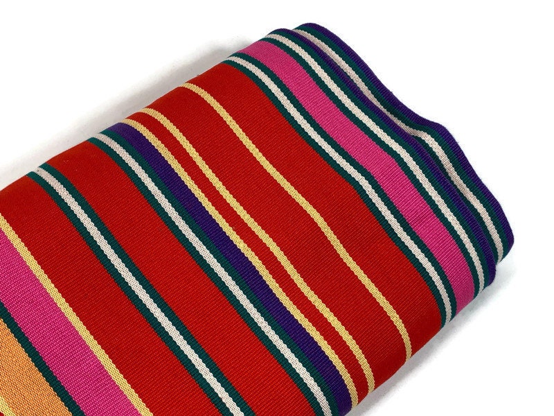 Guatemalan Fabric by the YARD. Woven Fair Trade Mayan Fabric. Heavy Weight Designer Cotton Fabric for Home Decor. Multicolor Bright Stripes