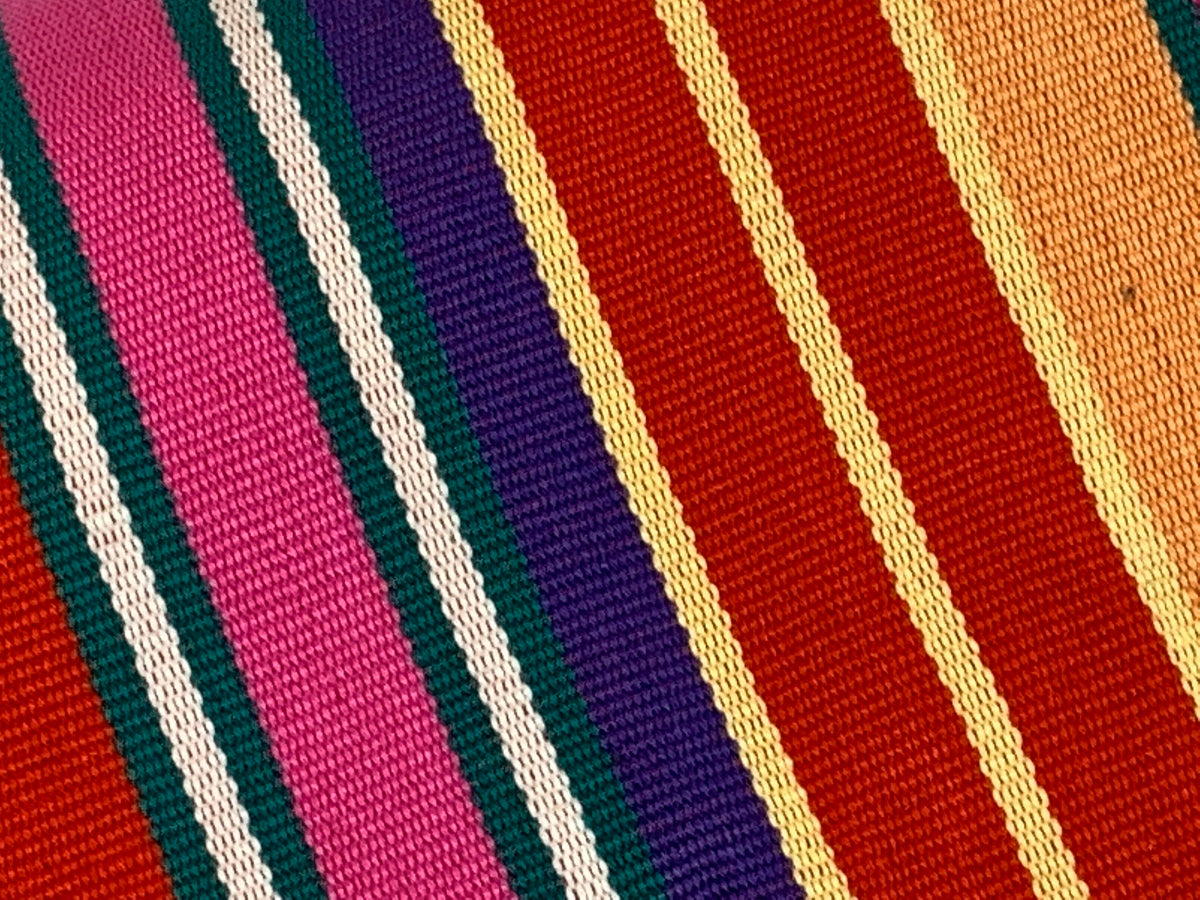 Guatemalan Fabric by the YARD. Woven Fair Trade Mayan Fabric. Heavy Weight Designer Cotton Fabric for Home Decor. Multicolor Bright Stripes