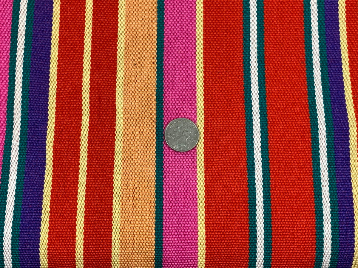 Guatemalan Fabric by the YARD. Woven Fair Trade Mayan Fabric. Heavy Weight Designer Cotton Fabric for Home Decor. Multicolor Bright Stripes