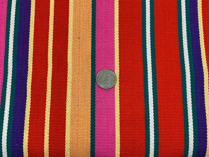 Guatemalan Fabric by the YARD. Woven Fair Trade Mayan Fabric. Heavy Weight Designer Cotton Fabric for Home Decor. Multicolor Bright Stripes