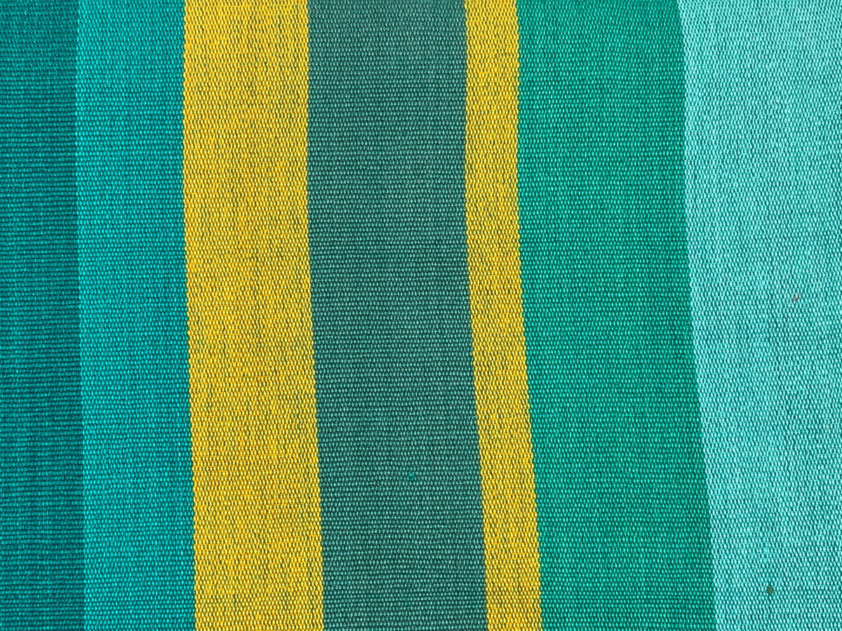 Guatemalan Fabric by the YARD. Royal Blue, Green, Yellow Wide Stripes. Woven Fair Trade Mayan Designer Fabric for Home Decor or Apparel.