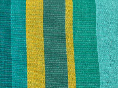 Guatemalan Fabric by the YARD. Royal Blue, Green, Yellow Wide Stripes. Woven Fair Trade Mayan Designer Fabric for Home Decor or Apparel.