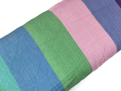 Guatemalan Fabric by the YARD. Handwoven Fair Trade Mayan Fabric. Ethnic Woven Fabric for Home Decor. Pastel Pink/Green/Blue Wide Stripes.