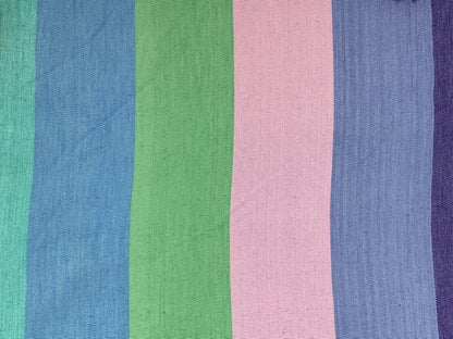 Guatemalan Fabric by the YARD. Handwoven Fair Trade Mayan Fabric. Ethnic Woven Fabric for Home Decor. Pastel Pink/Green/Blue Wide Stripes.