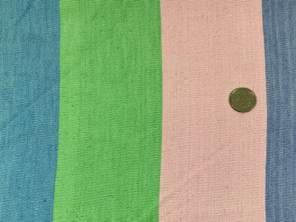 Guatemalan Fabric by the YARD. Handwoven Fair Trade Mayan Fabric. Ethnic Woven Fabric for Home Decor. Pastel Pink/Green/Blue Wide Stripes.