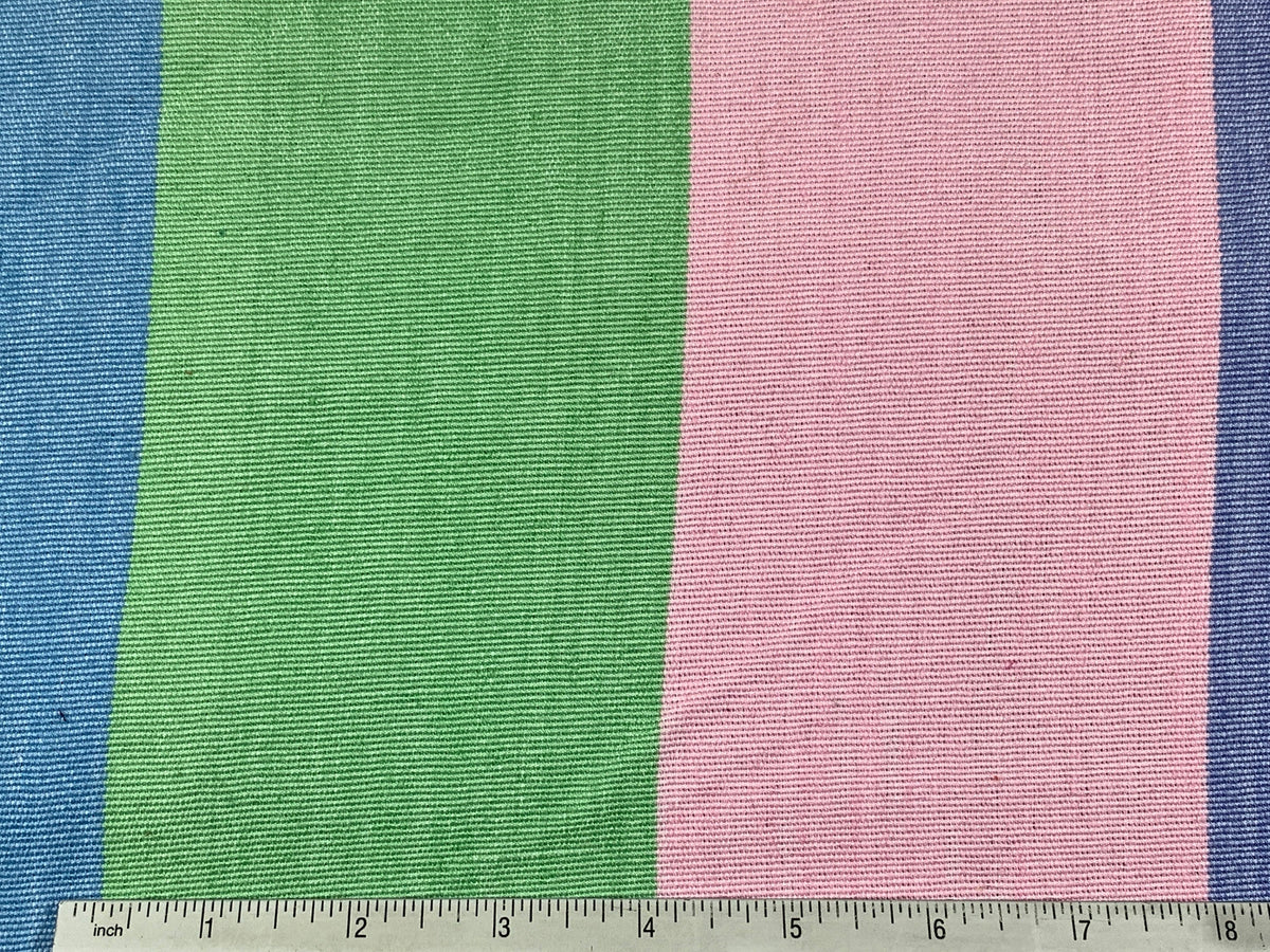 Guatemalan Fabric by the YARD. Handwoven Fair Trade Mayan Fabric. Ethnic Woven Fabric for Home Decor. Pastel Pink/Green/Blue Wide Stripes.