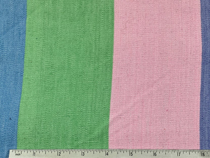 Guatemalan Fabric by the YARD. Handwoven Fair Trade Mayan Fabric. Ethnic Woven Fabric for Home Decor. Pastel Pink/Green/Blue Wide Stripes.