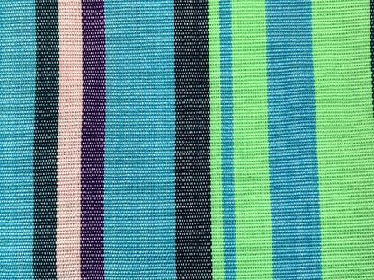 Guatemalan Fabric by the YARD. Handwoven Fair Trade Mayan Fabric. Designer Woven Fabric for Home Decor. Green, Pink, Blue, Purple Stripes.