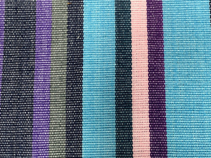 Guatemalan Fabric by the YARD. Handwoven Fair Trade Mayan Fabric. Designer Woven Fabric for Home Decor. Green, Pink, Blue, Purple Stripes.