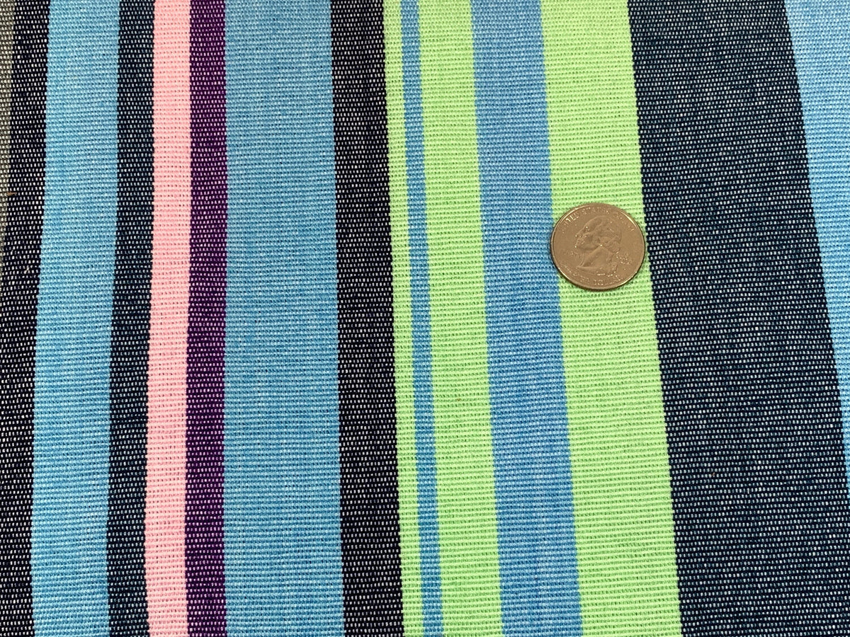 Guatemalan Fabric by the YARD. Handwoven Fair Trade Mayan Fabric. Designer Woven Fabric for Home Decor. Green, Pink, Blue, Purple Stripes.