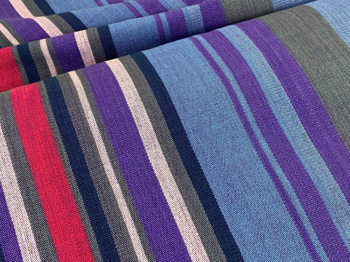 Guatemalan Fabric by the YARD. Handwoven Fair Trade Mayan Fabric. Woven Fabric for Home Decor. Purple & Gray with Pink Accent Stripes.