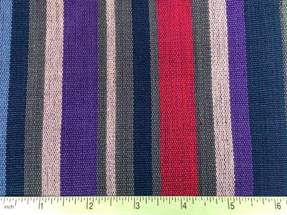 Guatemalan Fabric by the YARD. Handwoven Fair Trade Mayan Fabric. Woven Fabric for Home Decor. Purple & Gray with Pink Accent Stripes.