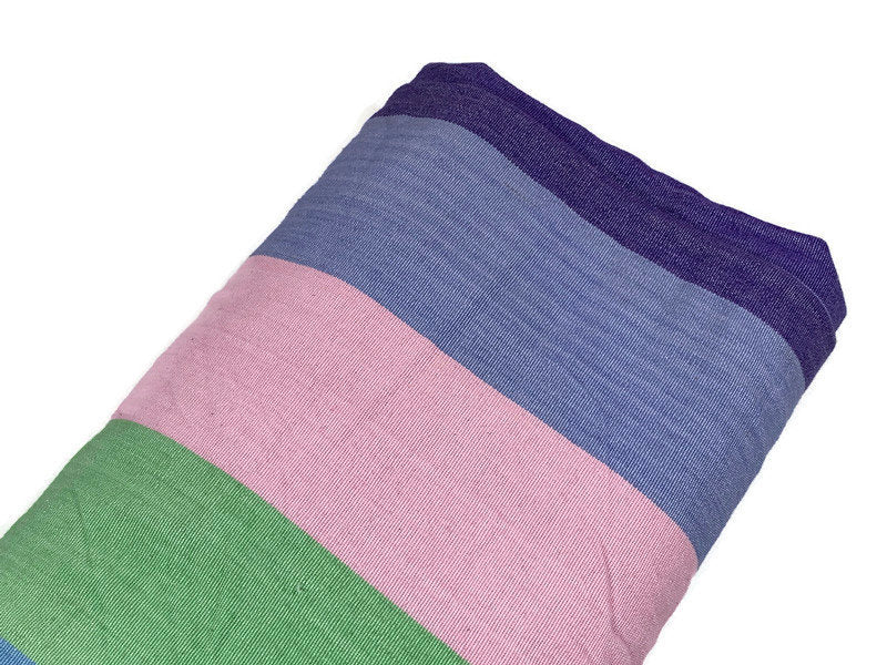 Guatemalan Fabric by the YARD. Handwoven Fair Trade Mayan Fabric. Ethnic Woven Fabric for Home Decor. Pastel Pink/Green/Blue Wide Stripes.