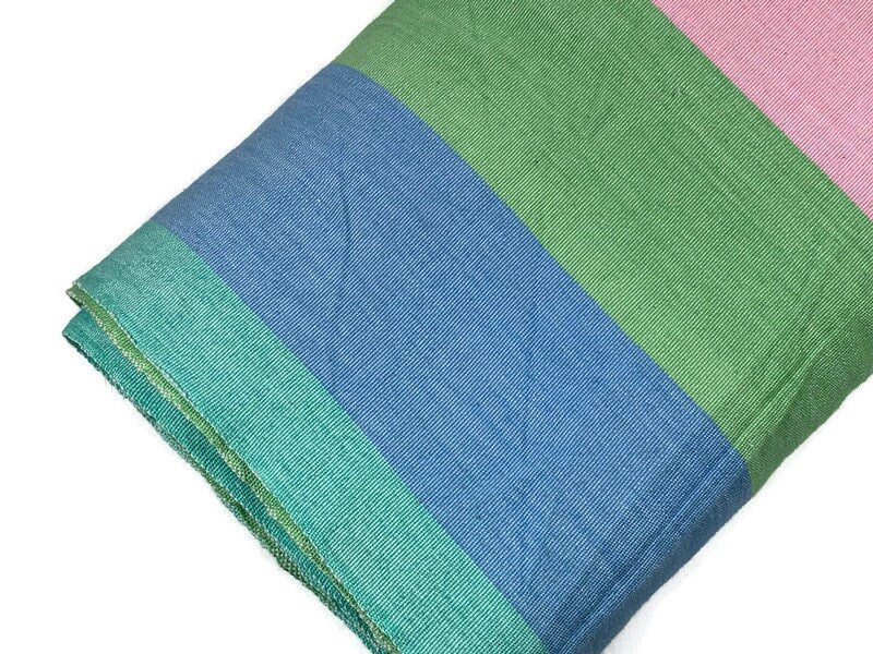 Guatemalan Fabric by the YARD. Handwoven Fair Trade Mayan Fabric. Ethnic Woven Fabric for Home Decor. Pastel Pink/Green/Blue Wide Stripes.
