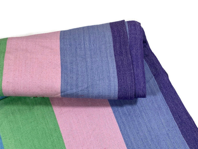 Guatemalan Fabric by the YARD. Handwoven Fair Trade Mayan Fabric. Ethnic Woven Fabric for Home Decor. Pastel Pink/Green/Blue Wide Stripes.