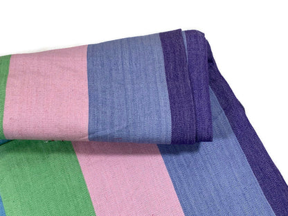 Guatemalan Fabric by the YARD. Handwoven Fair Trade Mayan Fabric. Ethnic Woven Fabric for Home Decor. Pastel Pink/Green/Blue Wide Stripes.