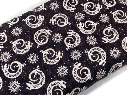 Navajo Lizard Fabric, Black and Cream Southwestern Cotton, Apparel and Decor