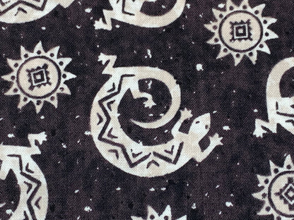 Navajo Lizard Fabric, Black and Cream Southwestern Cotton, Apparel and Decor