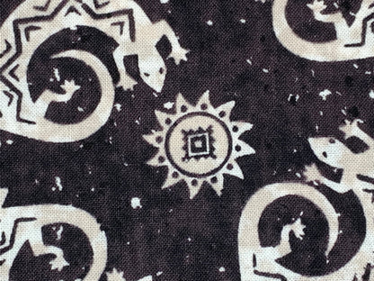 Navajo Lizard Fabric, Black and Cream Southwestern Cotton, Apparel and Decor