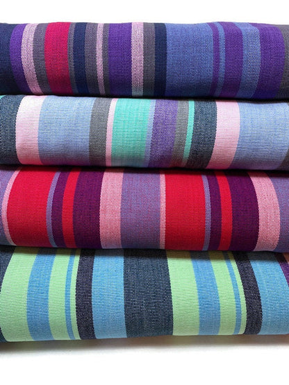 Guatemalan Fabric by the YARD. Handwoven Fair Trade Mayan Fabric. Designer Woven Fabric for Home Decor. Green, Pink, Blue, Purple Stripes.