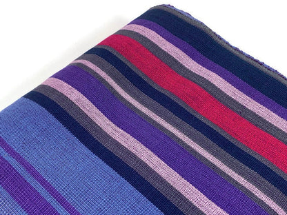 Guatemalan Fabric by the YARD. Handwoven Fair Trade Mayan Fabric. Woven Fabric for Home Decor. Purple & Gray with Pink Accent Stripes.