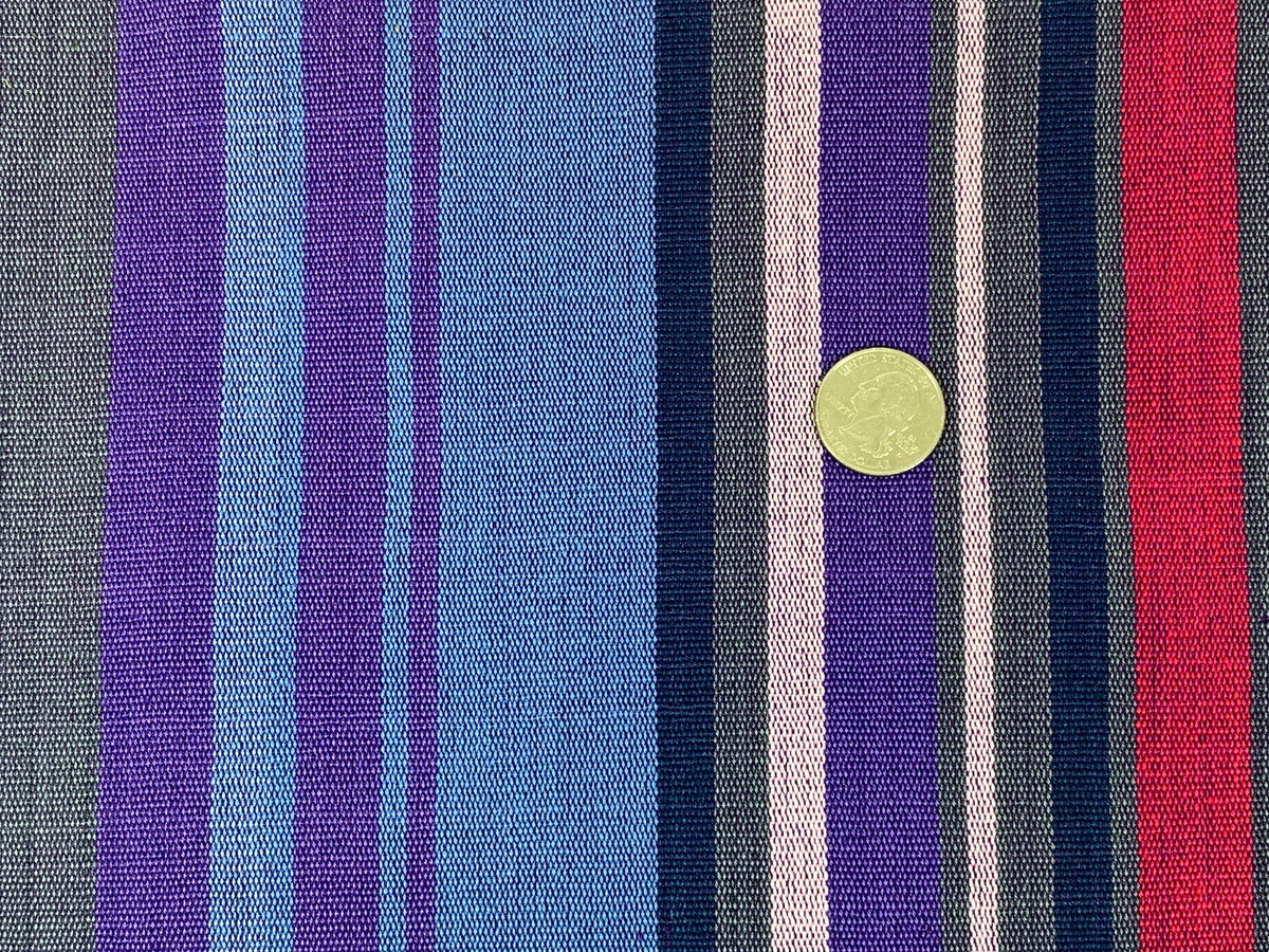 Guatemalan Fabric by the YARD. Handwoven Fair Trade Mayan Fabric. Woven Fabric for Home Decor. Purple & Gray with Pink Accent Stripes.