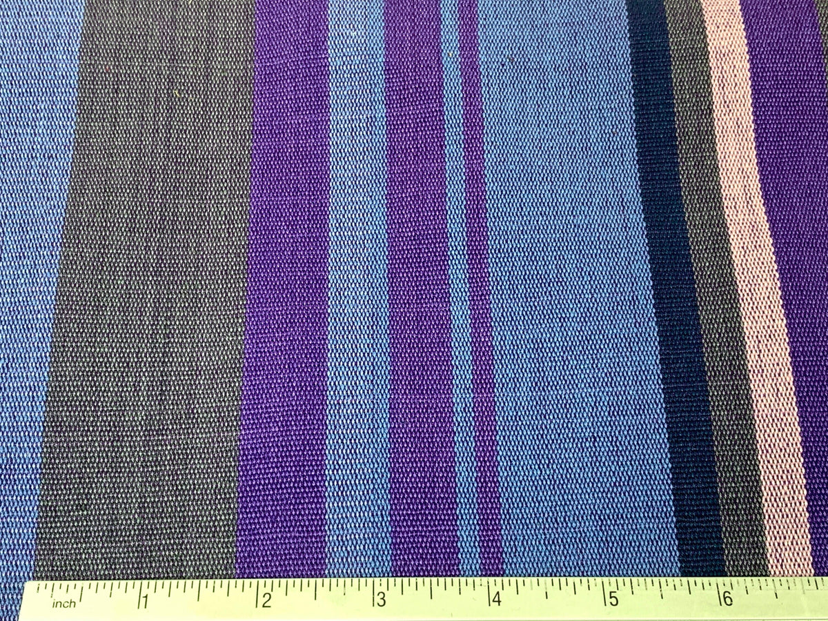 Guatemalan Fabric by the YARD. Handwoven Fair Trade Mayan Fabric. Woven Fabric for Home Decor. Purple & Gray with Pink Accent Stripes.