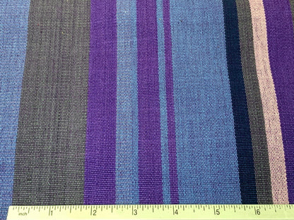Guatemalan Fabric by the YARD. Handwoven Fair Trade Mayan Fabric. Woven Fabric for Home Decor. Purple & Gray with Pink Accent Stripes.