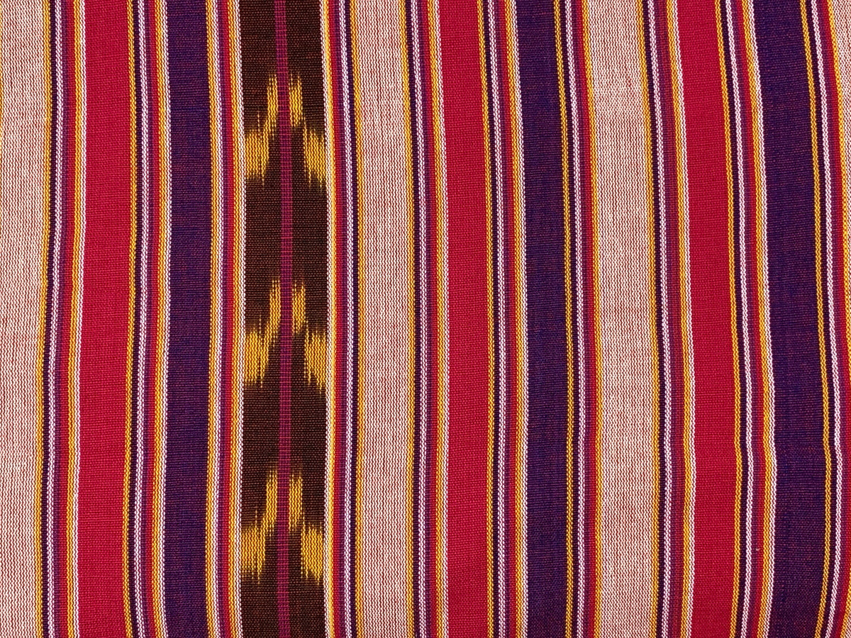 Guatemalan Fabric by the YARD. Handwoven Bright Pink/Purple/Gold/Brown Striped Ikat Mayan Fabric. 100% Cotton for Home Décor, Apparel.