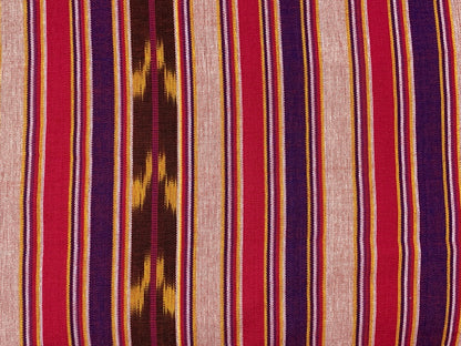 Guatemalan Fabric by the YARD. Handwoven Bright Pink/Purple/Gold/Brown Striped Ikat Mayan Fabric. 100% Cotton for Home Décor, Apparel.